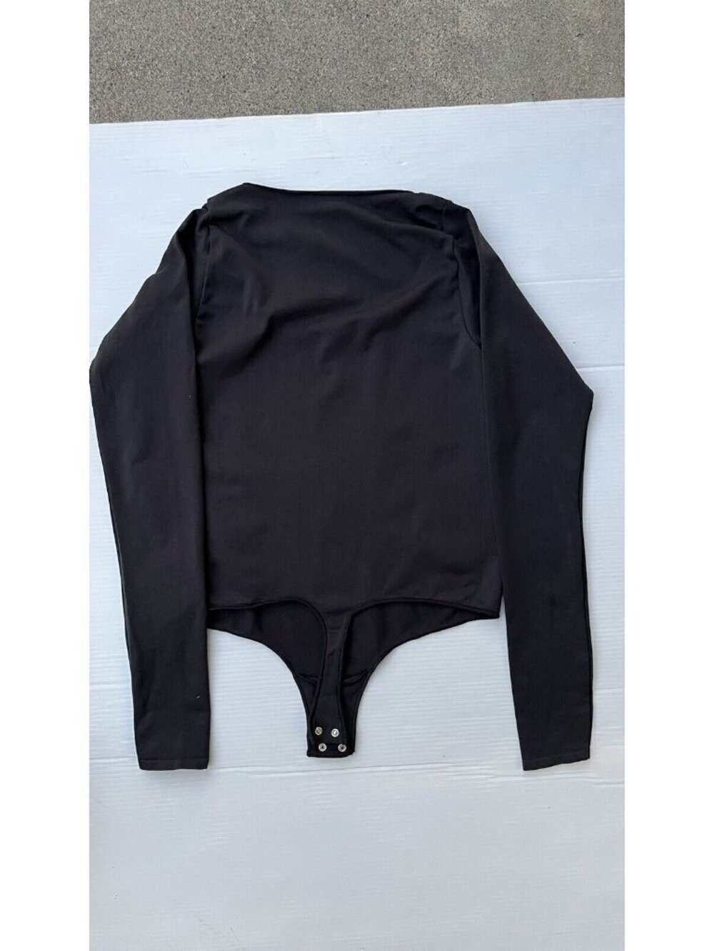 SKIMS Long Sleeve Thong Bodysuit Stretch Fitted Size L/XL ONYX NWOT - Picture 7 of 10